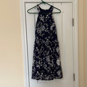 Altar'd State Navy and Cream Floral Halter Dress